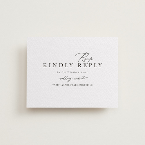 This is a soft black rsvp cards with letterpress by Tamara Hilje called modern classic printing on somerset500 in standard