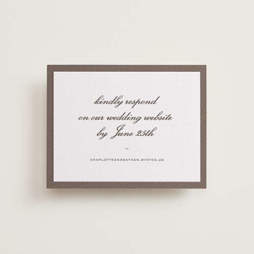 This is a coffee rsvp cards with letterpress by Sara Hicks Malone called grammercy printing on somerset500 in standard