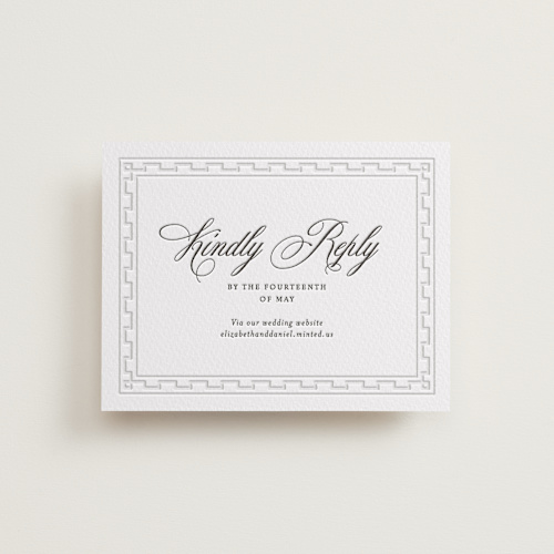 This is a soft black rsvp cards with letterpress by Alston Foster called infinite printing on somerset500 in standard