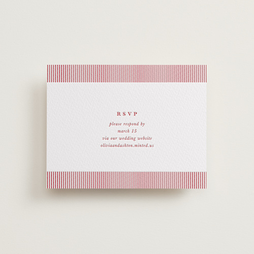 This is a maraschino rsvp cards with letterpress by Charter Oaks Creative called classic cherries printing on white cotton in standard