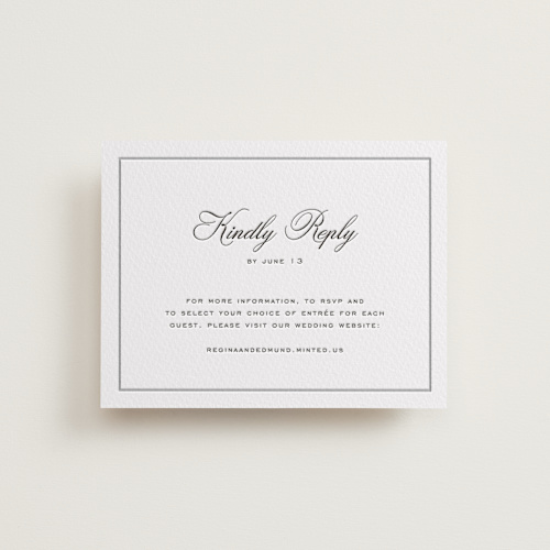 This is a soft black rsvp cards with letterpress by chocomocacino called krytharaki printing on somerset500 in standard