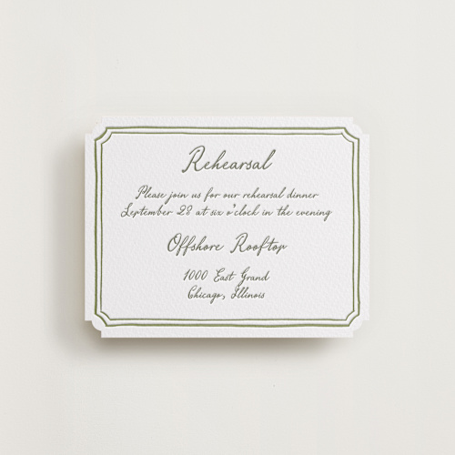 This is a artichoke enclosure cards with letterpress by Cass Loh called handwritten printing on white cotton in standard