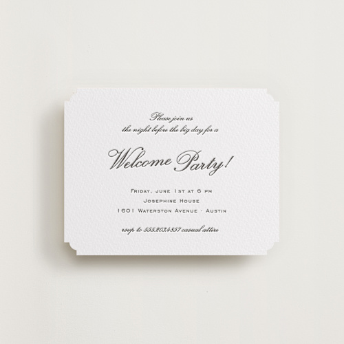 This is a soft black enclosure cards with letterpress by Megan Davis called cornelia printing on white cotton in standard