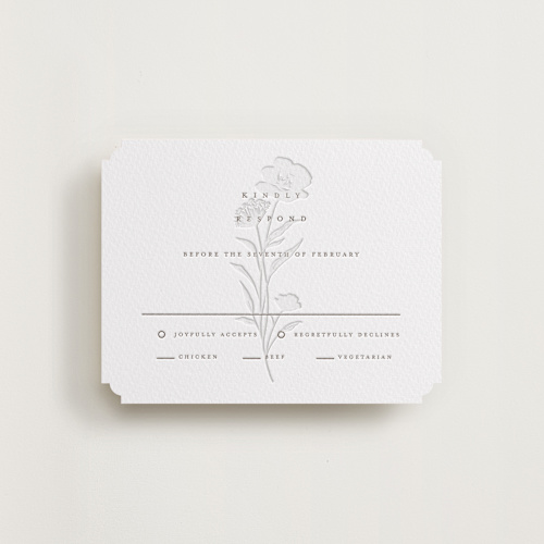 This is a cacao bean rsvp cards with letterpress by chocomocacino called shiruko printing on white cotton in standard