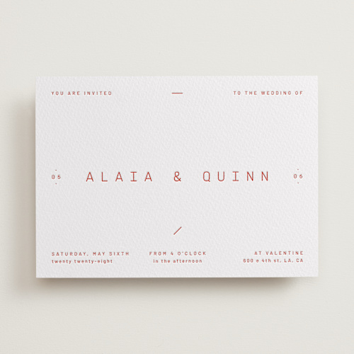 This is a verona sunset letterpress wedding invitations with letterpress by Blustery August called alaia printing on somerset500 in standard