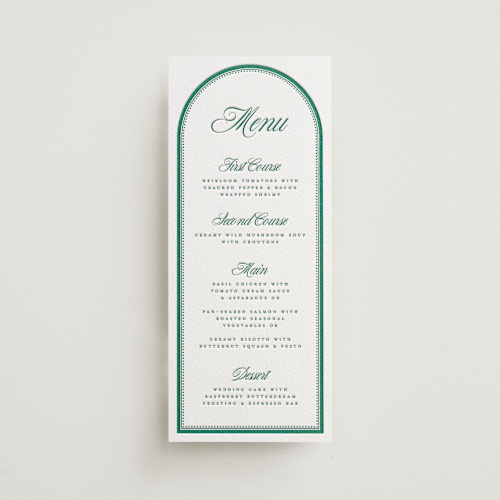 This is a cucumber menu cards with letterpress by Kelly Watkins called archer printing on somerset500 in 4x9