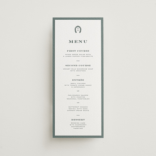 This is a stone menu cards with letterpress by Jenna Holcomb called the ranch printing on somerset500 in 4x9