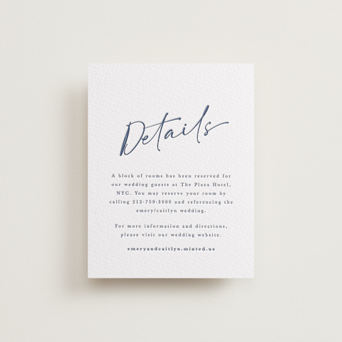 This is a blueberry letterpress wedding invitations with letterpress by Adelyn T. called ink scribble printing on white cotton in standard