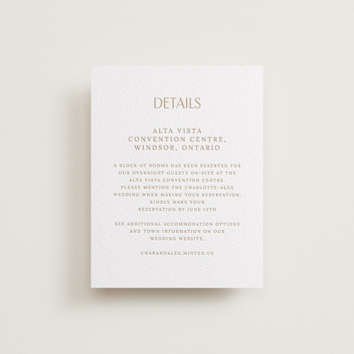 This is a faux gold letterpress wedding invitations with letterpress by Selima Akhter called nouveau peony printing on somerset500 in standard
