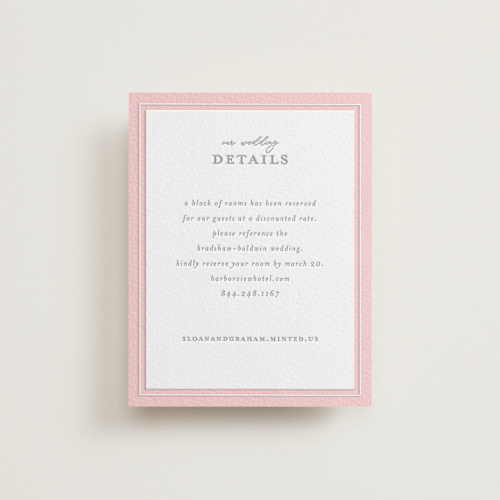 This is a blush letterpress wedding invitations with letterpress by Paula Pecevich called hydrangea blooms printing on somerset500 in standard