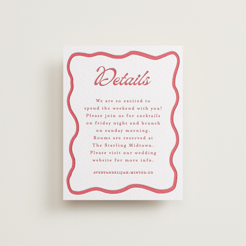 This is a scarlet letterpress wedding invitations with letterpress by Morgan Kendall called prep school printing on somerset500 in standard