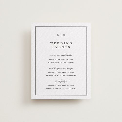 This is a soft black letterpress wedding invitations with letterpress by Stacey Meacham called heritage printing on somerset500 in standard