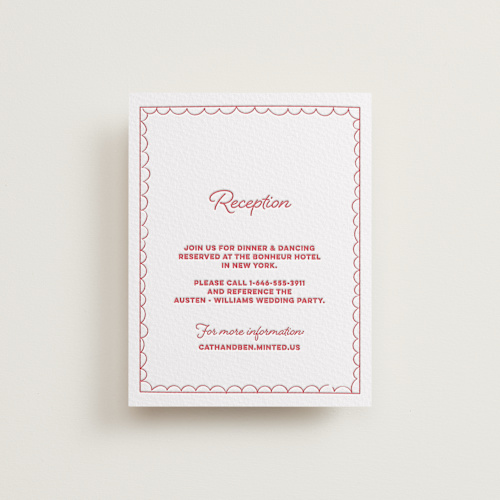 This is a scarlet letterpress wedding invitations with letterpress by Helena Vitto called crazy little thing called love printing on somerset500 in standard