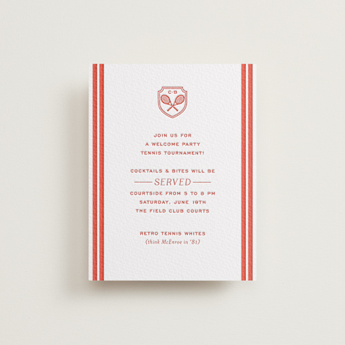 This is a verona sunset enclosure cards with letterpress by Megan Davis called racquet printing on somerset500 in standard