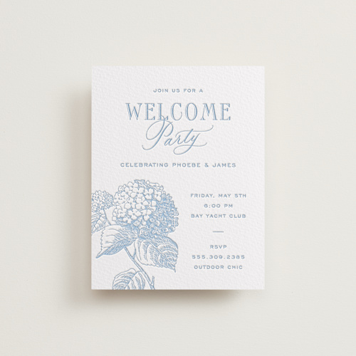 This is a sky blue enclosure cards with letterpress by Megan Davis called chesapeake printing on somerset500 in standard