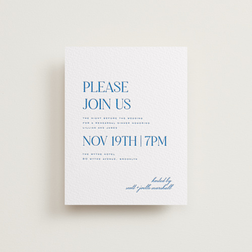 This is a marine blue enclosure cards with letterpress by Heather Cairl called clarity printing on white cotton in standard