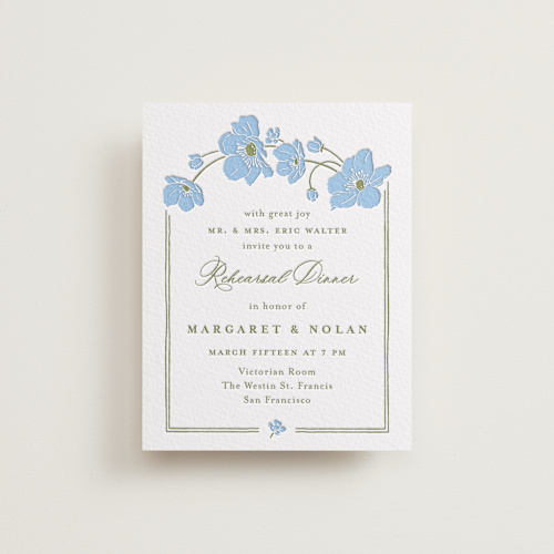 This is a sky blue enclosure cards with letterpress by letterfix called anemones printing on somerset500 in standard