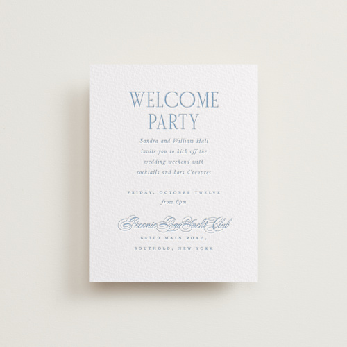 This is a sky blue enclosure cards with letterpress by Hudson meet Rose called hamptons printing on somerset500 in standard