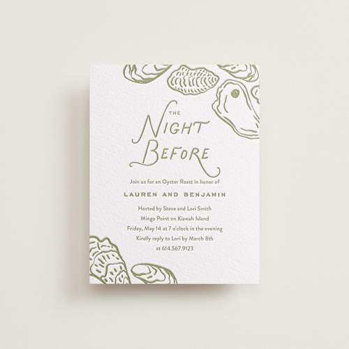 This is a olive enclosure cards with letterpress by Oscar and Emma - Karly Depew called marshland printing on white cotton in standard