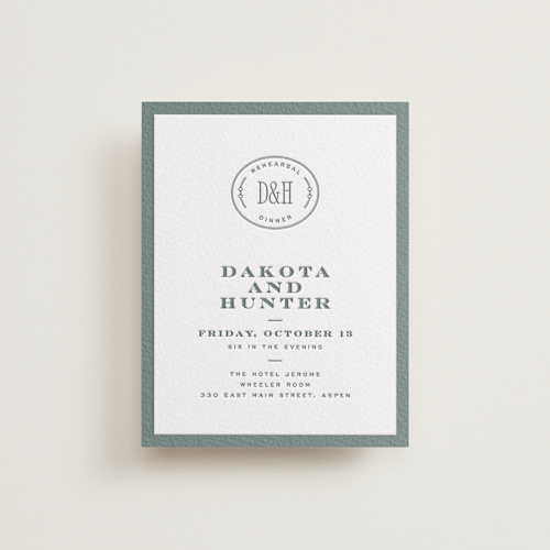 This is a slate enclosure cards with letterpress by Jenna Holcomb called the ranch printing on white cotton in standard