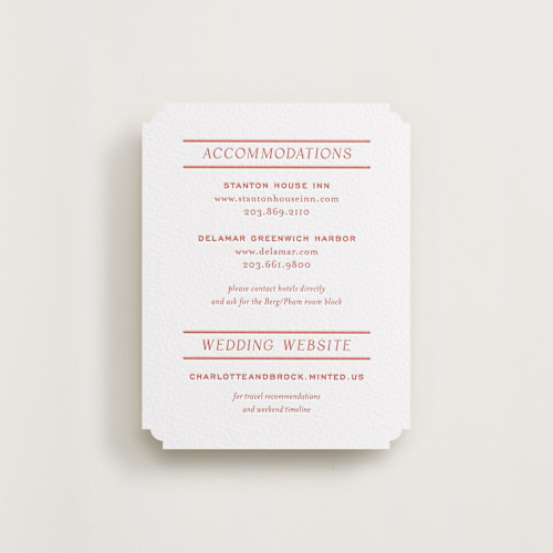 This is a verona sunset letterpress wedding invitations with letterpress by Megan Davis called racquet printing on white cotton in standard