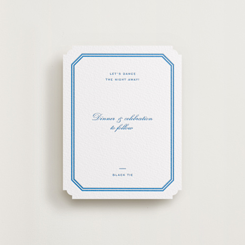 This is a mediterranean letterpress wedding invitations with letterpress by Megan Davis called brasserie printing on white cotton in standard