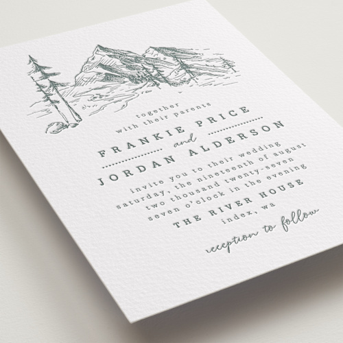 This is a stone letterpress wedding invitations with letterpress by Anastasia Makarova called fresh air printing on somerset500 in standard