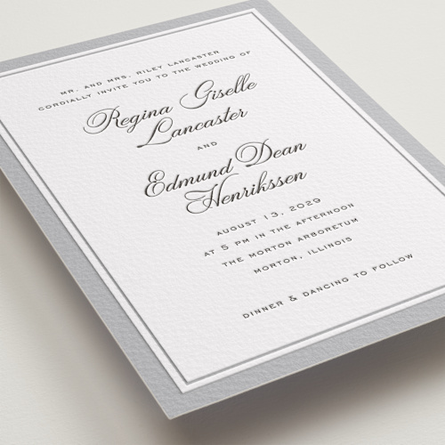 This is a soft black letterpress wedding invitations with letterpress by chocomocacino called krytharaki printing on somerset500 in standard