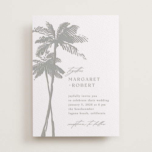 This is a ash letterpress wedding invitations with letterpress by Janean Hinger called warm winds printing on somerset500 in standard