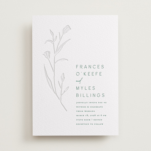 This is a cucumber letterpress wedding invitations with letterpress by Amy Kross called perennial printing on somerset500 in standard