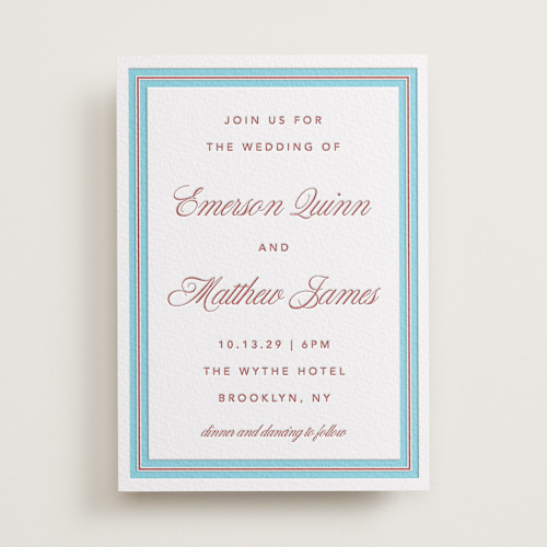 This is a rosewood letterpress wedding invitations with letterpress by Kelly Watkins called charm printing on somerset500 in standard