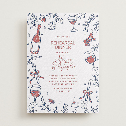 This is a aegean rehearsal dinner invitations with letterpress by Cass Loh called romantic night printing on somerset500 in standard