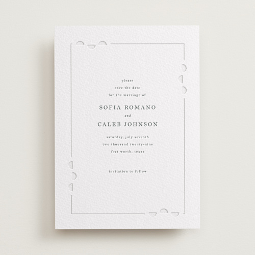 This is a stone save the date with letterpress by Vera Lim called cerchi printing on somerset500 in standard