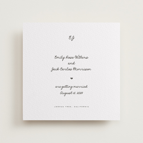 This is a soft black save the date with letterpress by Blustery August called lover's lantern printing on somerset500 in standard