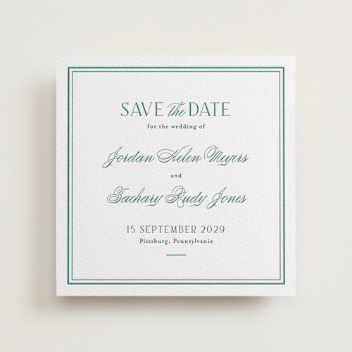 This is a cucumber save the date with letterpress by letterfix called fresh classic printing on somerset500 in standard