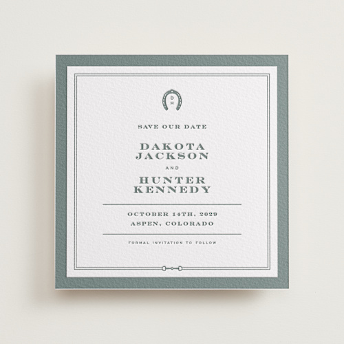 This is a stone save the date with letterpress by Jenna Holcomb called the ranch printing on somerset500 in standard