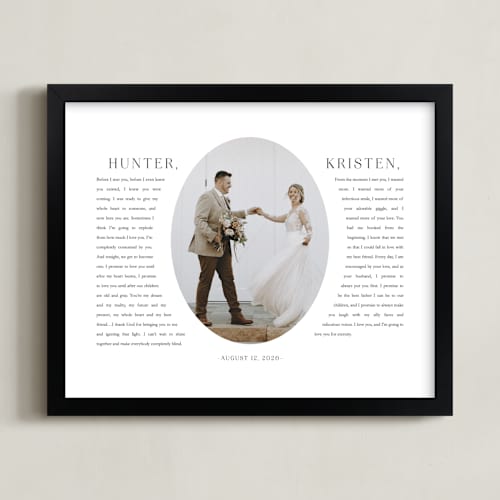 This is a white photo art with standard by Sarah Curry called framed photo: our vows