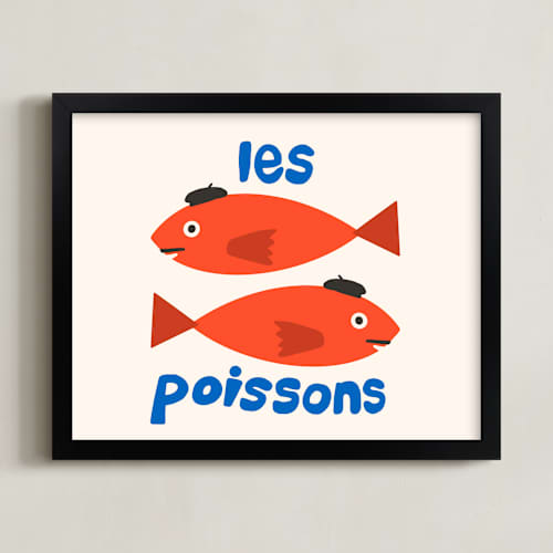 This is a scarlet kids wall art with standard by Morgan Kendall called french fish