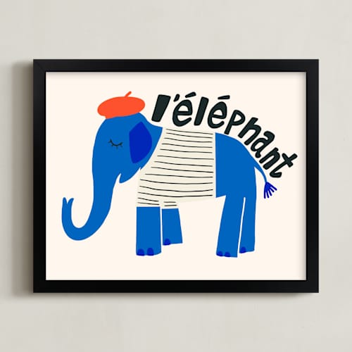 This is a blueberry kids wall art with standard by Morgan Kendall called french elephant