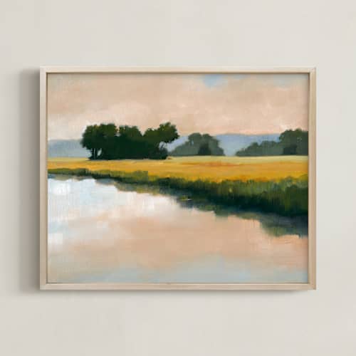 This is a summer blue art with standard by Stephanie Goos Johnson called morning shore ii