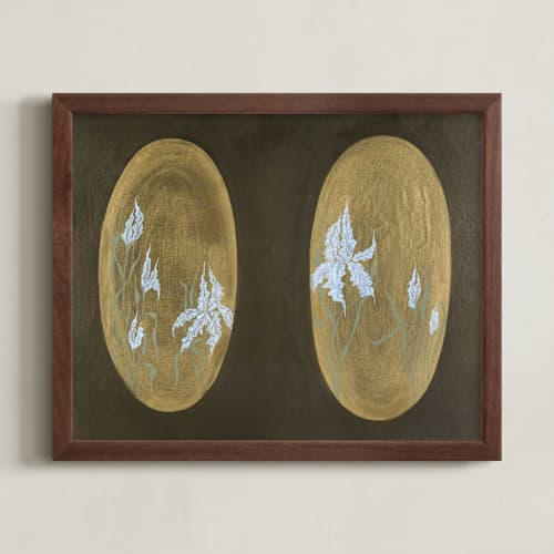 This is a golden art with standard by Gabriela Mifsud called no.13 iris