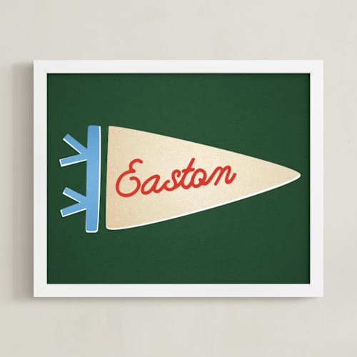 This is a forest personalized art for kids with standard by Amy Kross called proud pennant