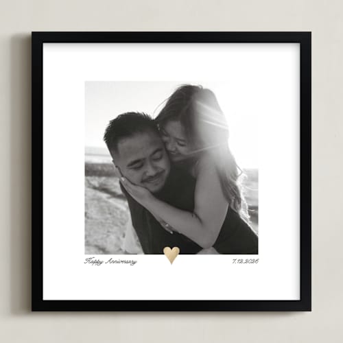 This is a gold foil stamped photo art with foil pressed by Laura Hamm called with a heart: square foil framed photo