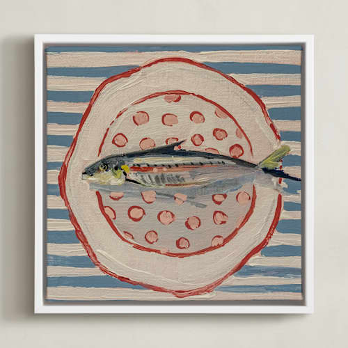 This is a french blue art with standard by Lisa Grizaniuk called fish trio 1