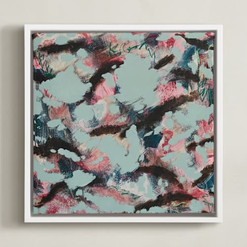This is a ice teal art with standard by Olivia Miles called beneath the trees
