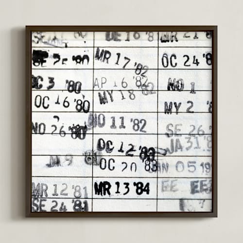 This is a ivory art with standard by ALICIA BOCK called date due