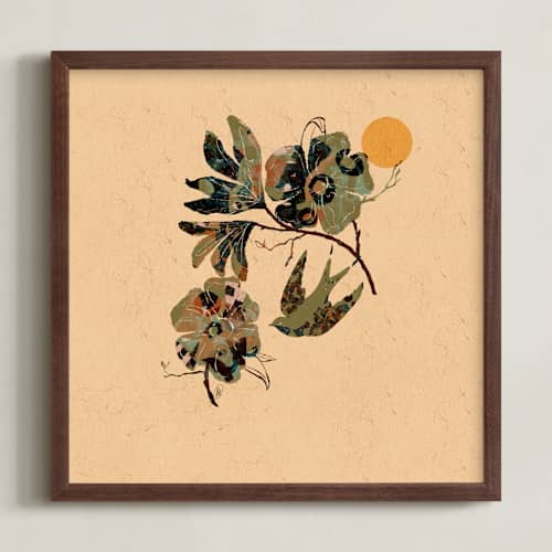 This is a warm sage green art with standard by ThirtyOne Illustrations called sparrows 1