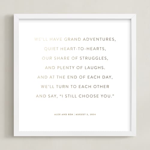 This is a gold photos to art with foil pressed by Minted called your vows: square orientation custom foil print