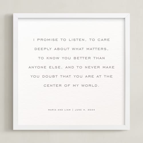 This is a warm gray photos to art with letterpress by Minted called your vows: square custom letterpress print