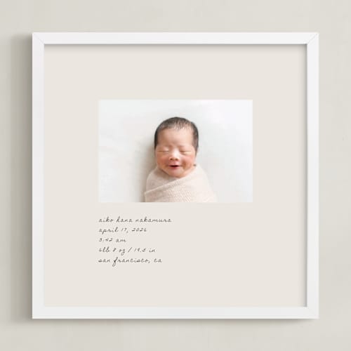 This is a cotton cream photo art with standard by Sierra Lee called welcome, little one